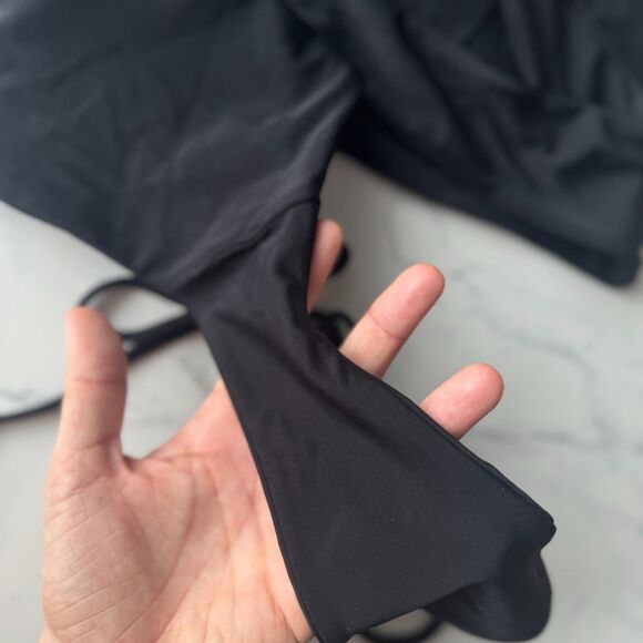 Made in USA BIKYNI brand The Crop (XS) + The String (M) 2pc Bikini Set - Black - Picture 5 of 14